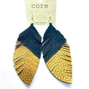 Leather Feather Earrings